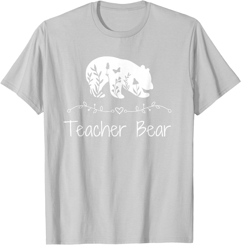 Teacher Bear Funny Teachers back to school Gifts Teacher Bear For Educators - Teacher Appreciation T-Shirt - Silver Grey