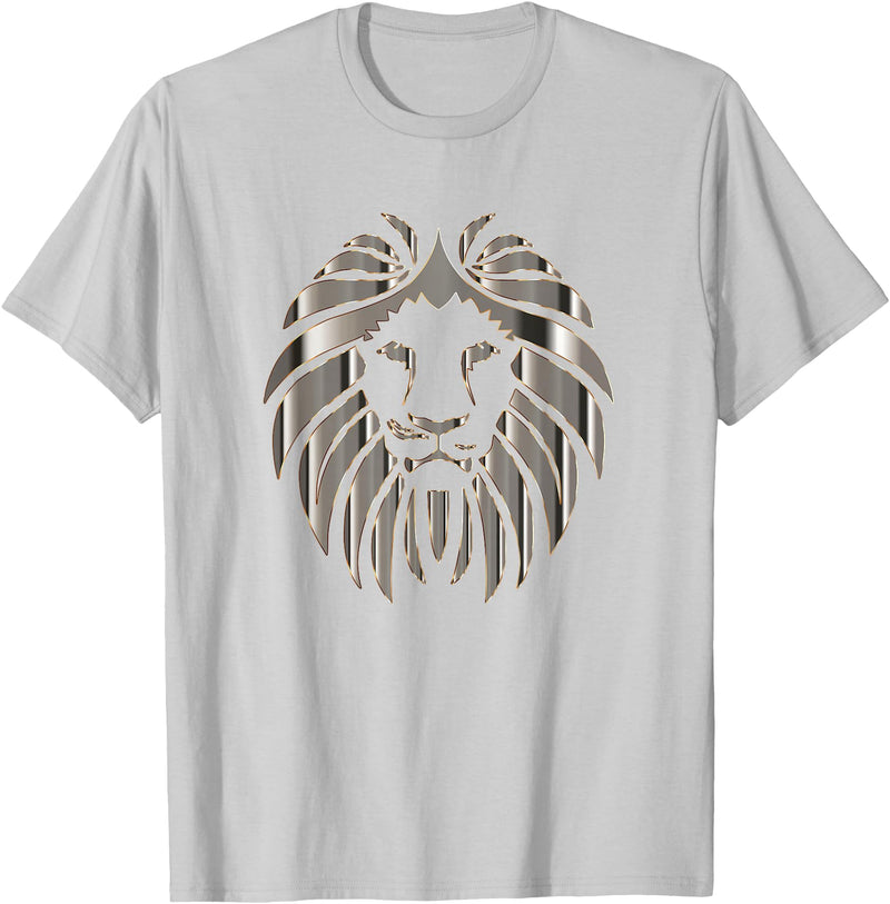 Teeshire Lion Head Tshirts Silver Lion Head Portrait Safari Animal Novelty Gift T-Shirt T-Shirt - Silver Grey