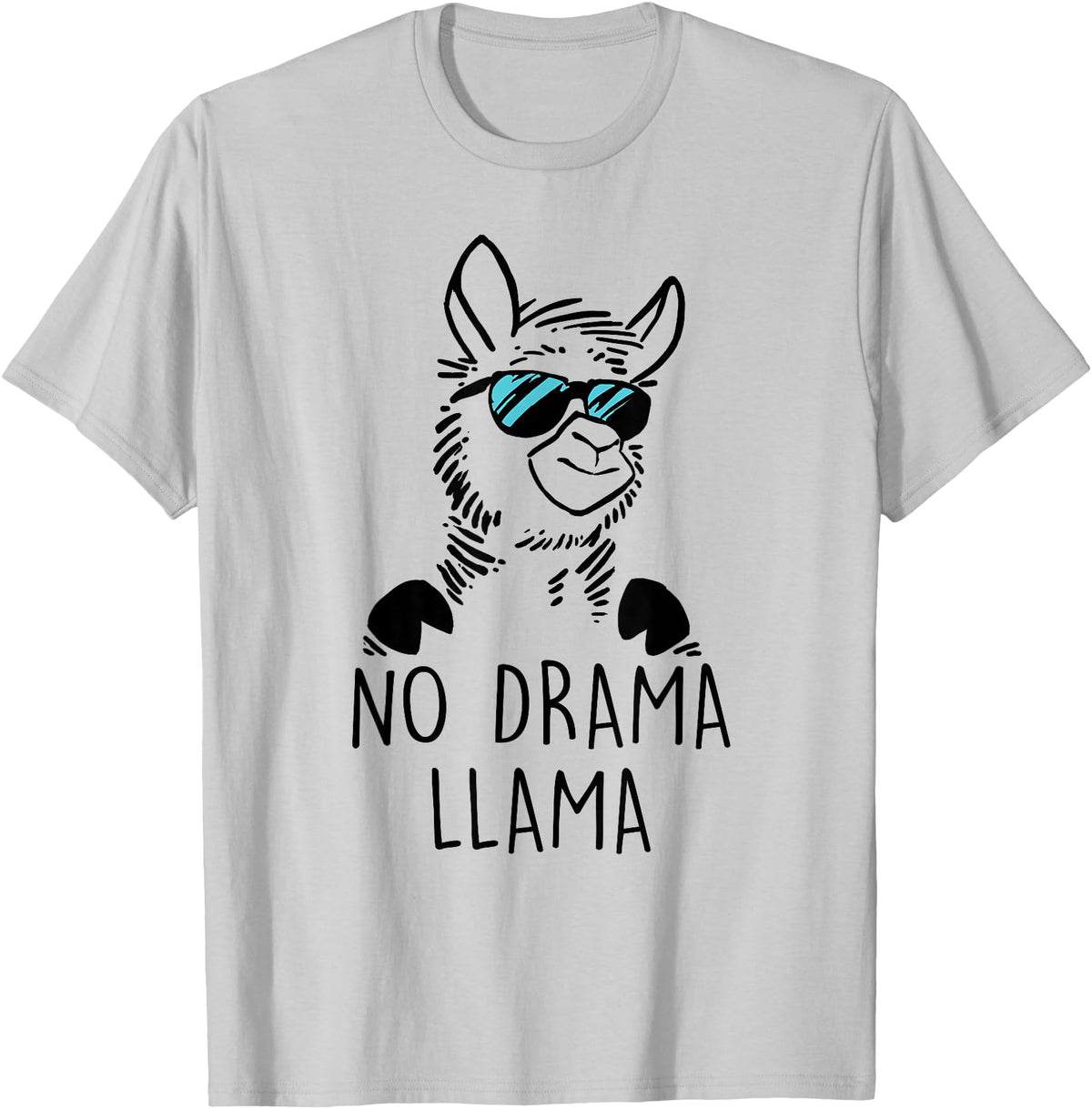 Pretees No Drama Llama Graphic Funny Llama T-Shirt - Women's Adult Unisex-Adults Grey Small Classic Fit Crew Neck Short Sleeve - Silver Grey