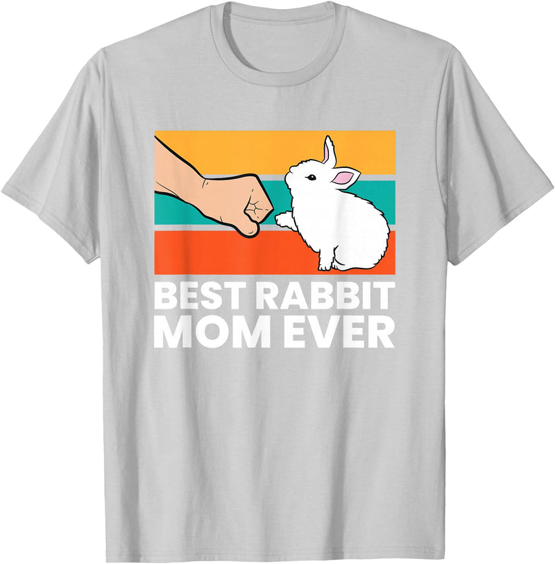 Best Rabbit Mom Ever Cute Bunny T-Shirt in Silver Grey