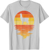 TrendyPull Silhouette Retro Vintage Style Gifts Llama shirt retro sunset 70s vintage Llama T-Shirt - Silver Grey