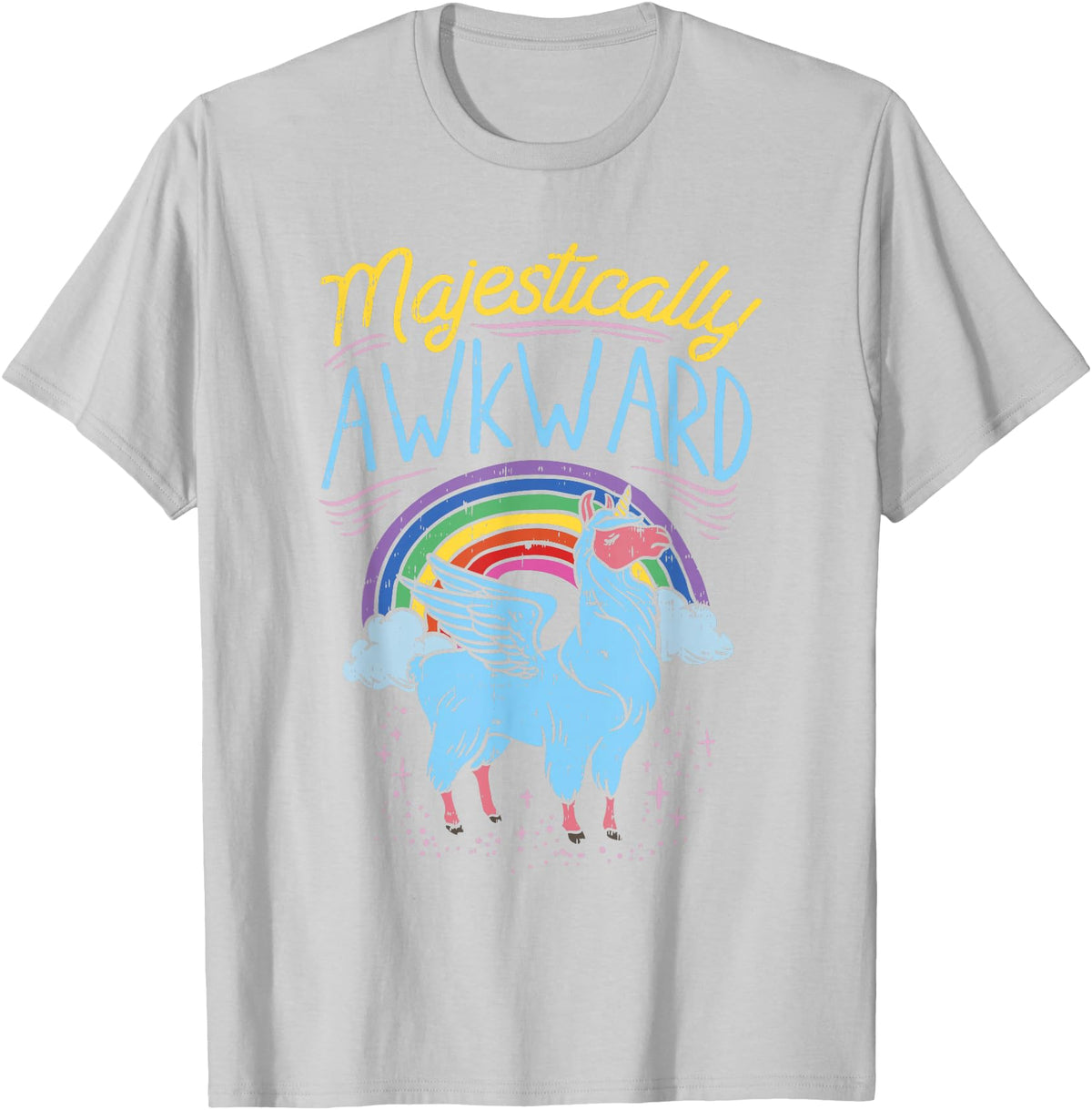 Llama Queen Birthday Party Gift Majestically Awkward Funny Llamacorn Llama Unicorn Rainbow T-Shirt - Silver Grey