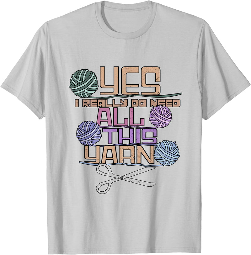 Yarn Crafting Tee Co Funny Yarn Crafting Saying Knitting Crochet T-Shirt - Silver Grey