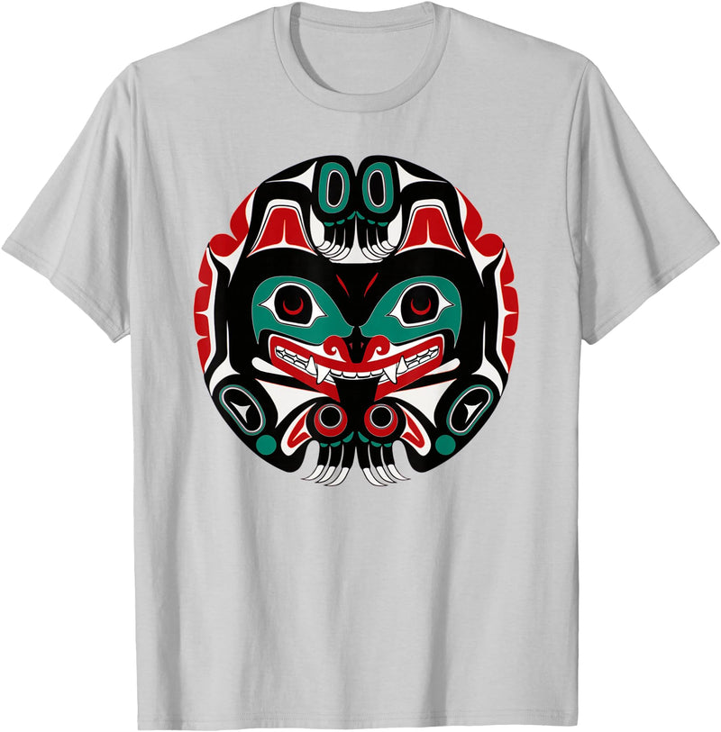Tribal America Alaska Native American Art Tlingit Eagle Tribal Bear Clan T-Shirt - Silver Grey