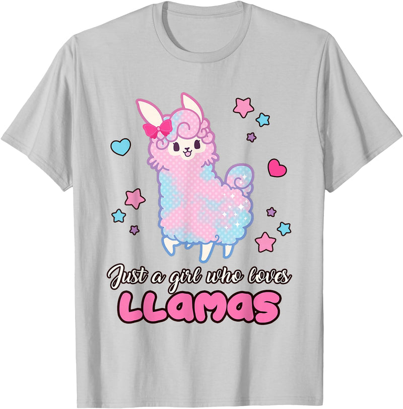 Just A Girl Who Loves Llamas BW Art Llama Girl Shirt Just A Girl Who Loves Llamas Cute T-Shirt - Silver Grey