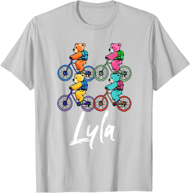 Teddy Bears Cuteness Gear Lyla Cute Teddy Bears And Bikes Bicycle Design T-Shirt - Silver Grey