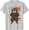 Samurai Pig Anime Japan Pig Samurai Japanese Warrior T-Shirt - Silver Grey
