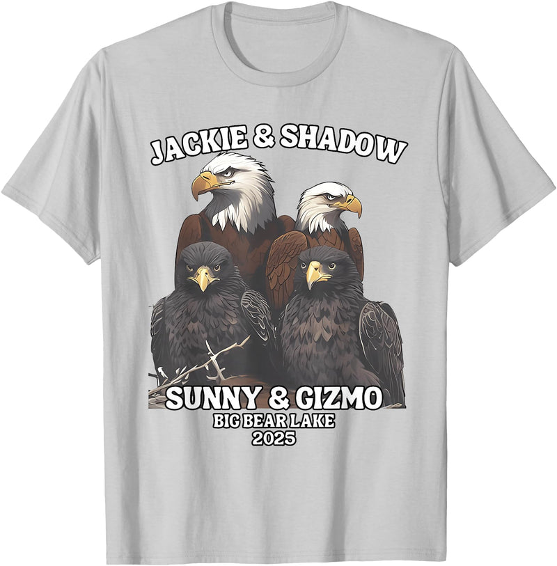 Jackie and Shadow Bald Eagle Family Tee Jackie and Shadow Sunny and Gizmo Big Bear Lake 2025 T-Shirt - Silver Grey