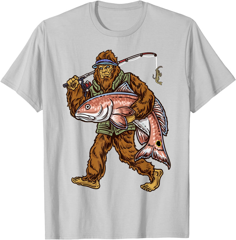 Northern Outdoors Redfish Collection Redfish Fishing Hunting Bigfoot Fishermen T-Shirt - Silver Grey