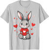 Rabbit Lover Heart Girls Valentine’s Day Women Bunny T-Shirt in Silver Grey