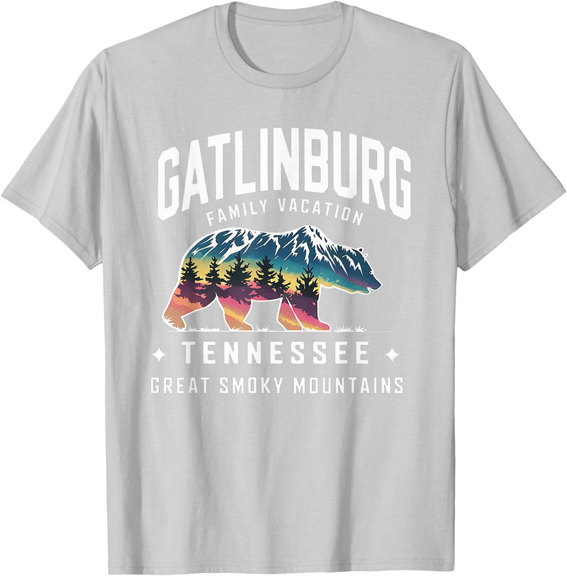 Gatlinburg Family Vacation Tees Family Vacation Mountains Gatlinburg Tennessee Bear Souvenir T-Shirt - Silver Grey