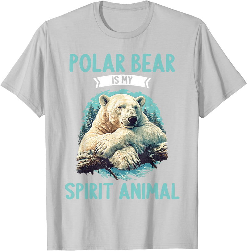 Polar Bears Polar Bear Lovers Shop Polar Bears Polar Bear is my spirit animal T-Shirt - Silver Grey