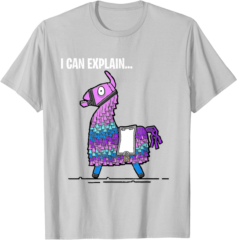 Funny gaming T-Shirts Loot Llama I Can Explain Gaming T-Shirt T-Shirt - Silver Grey