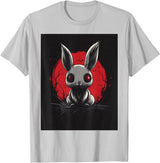 Bunny Anime Goth Scary Men Women Creepy Gothic Anime Rabbit T-Shirt in Silver Grey