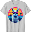 Llama Alpaca Vintage Art Co. Llama Alpaca Retro 80s Style T-Shirt - Silver Grey