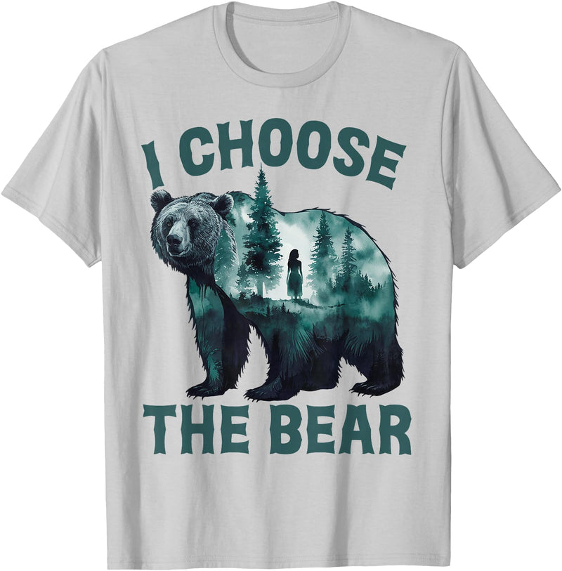 I choose the bear Apparel I choose the bear Shirt 2024 Bear In The Camp Trending T-Shirt - Silver Grey