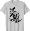 Rabbit Lover Bunny on Skateboard Easter Rabbit T-Shirt in Silver Grey