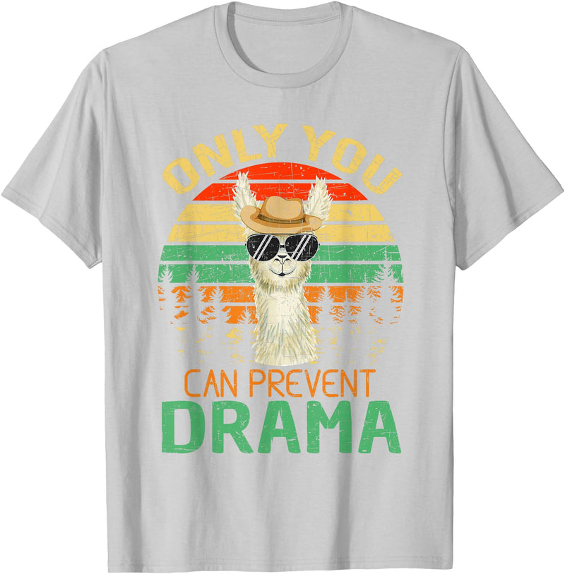 Only You Can Prevent Drama Camping Llama Gift Tee Only You Can Prevent Drama Lama Camping T-Shirt - Silver Grey