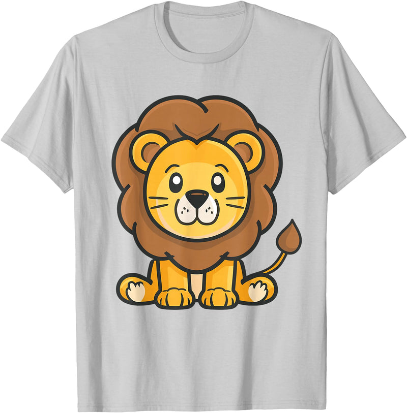 Funny Lion and African Animals Design Cute Lion for Kids T-Shirt - Silver Grey