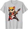 Hamster Electric Guitar Concert Music Lover Men Women Kids T-Shirt - Silver Grey
