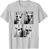 Funny Animal Photography Clothing Co. Funny Llamas with Sunglasses Cool Llama Animals Photo Booth T-Shirt - Silver Grey
