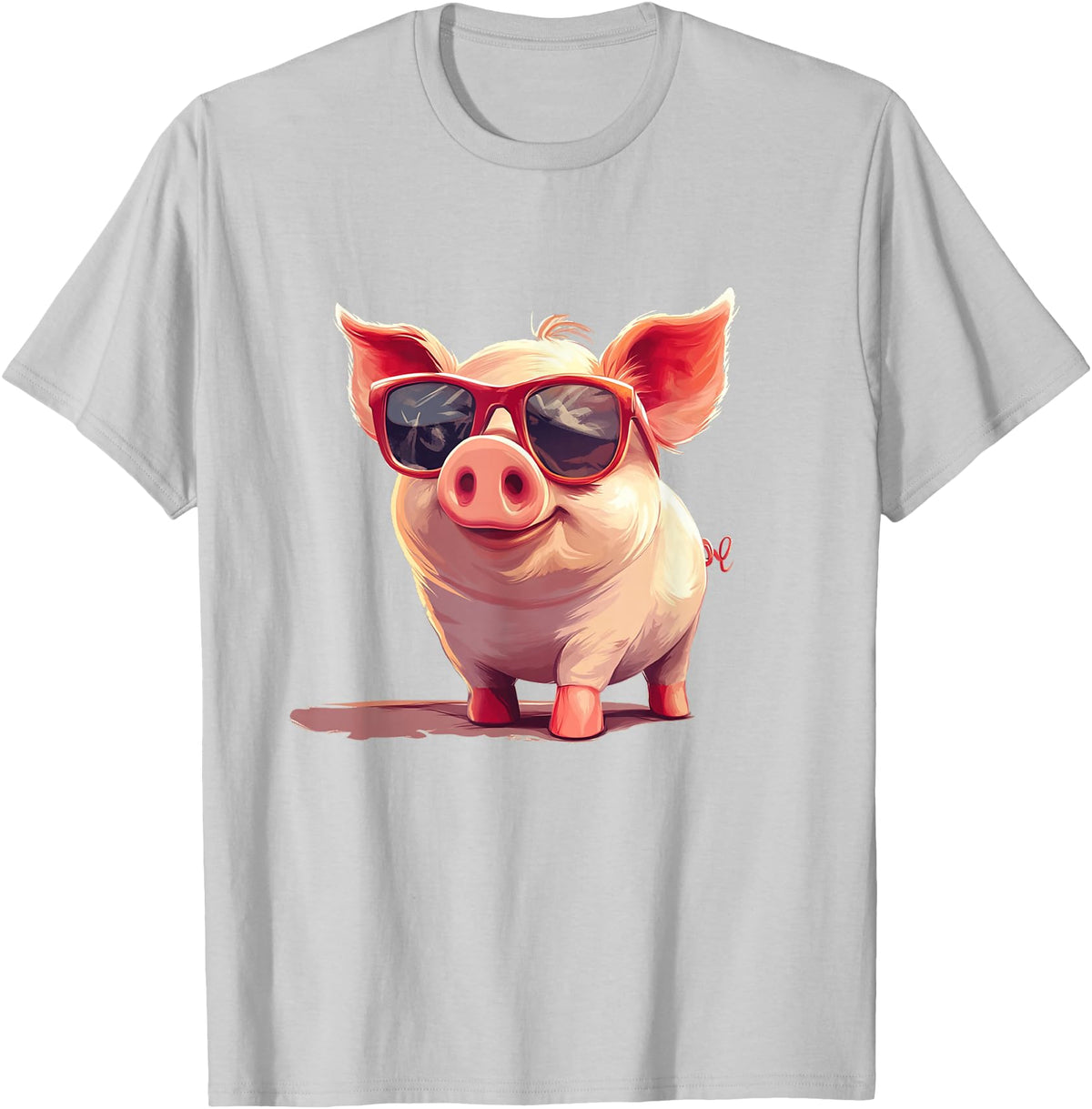 Funny Piggy Pig Sunglasses Piggy Costume for bespectacled Pigs Lovers T-Shirt - Silver Grey