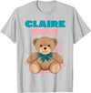 TheNiftyStitches CLAIRE Bear T-Shirt - Women's Black Cartoon Bear T-Shirt - Small - Short Sleeve - Classic Fit - All Seasons - Silver Grey