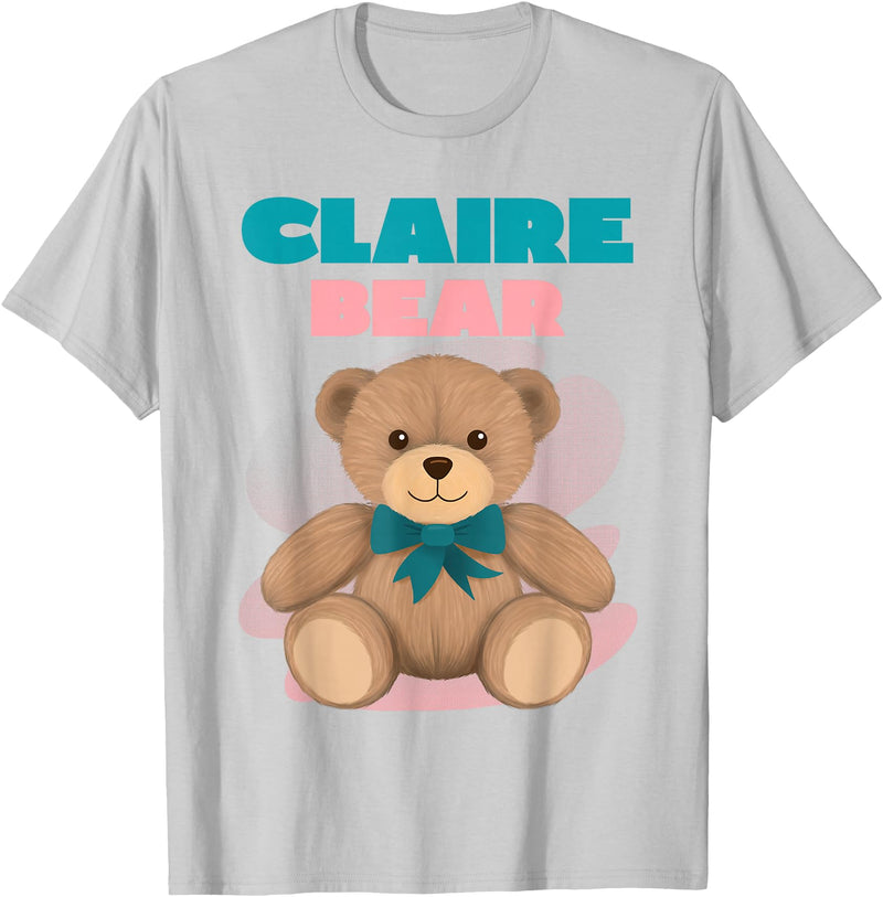 TheNiftyStitches CLAIRE Bear T-Shirt - Women's Black Cartoon Bear T-Shirt - Small - Short Sleeve - Classic Fit - All Seasons - Silver Grey