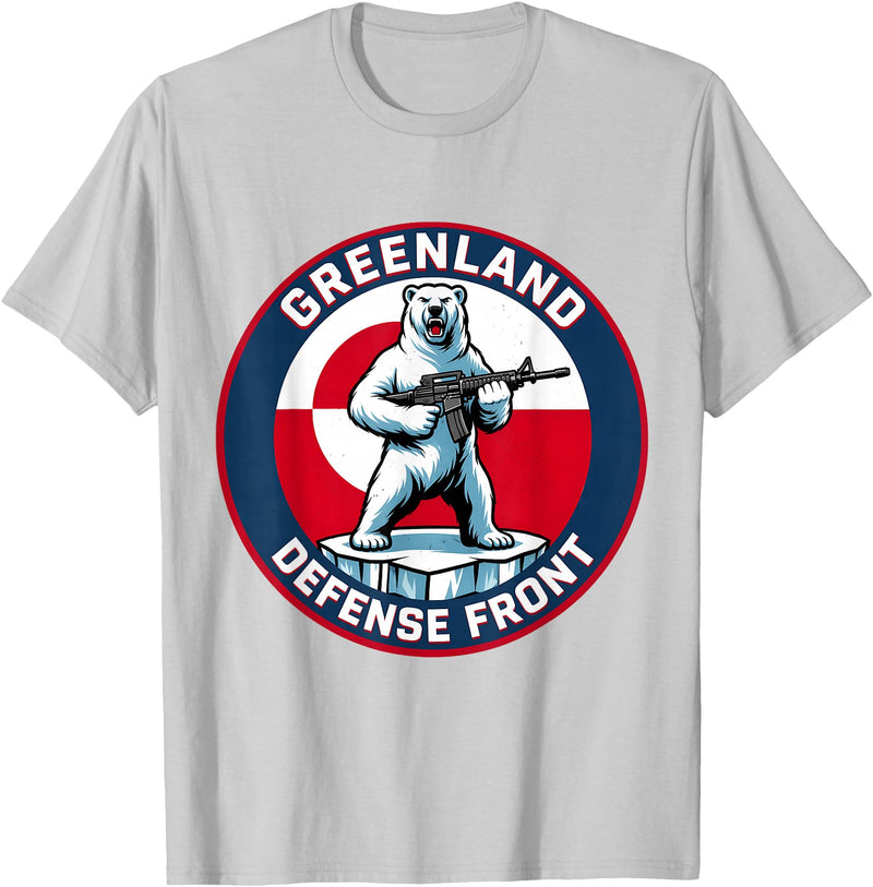 Greenland Lover Stuff Greenland Defense Front Polar Bear Greenland is not for Sale T-Shirt - Silver Grey