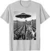 Rabbit Selfie with Alien UFO Funny Rabbit Lover Men Women T-Shirt in Silver Grey