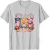 Farmer 4th Of July Costume 1776-2026 Proud 250th Freedom 4th July Three Cute Pigs T-Shirt - Silver Grey