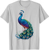 Peacock Peafowl Colorful Bird Peacock Illustration T-Shirt - Silver Grey