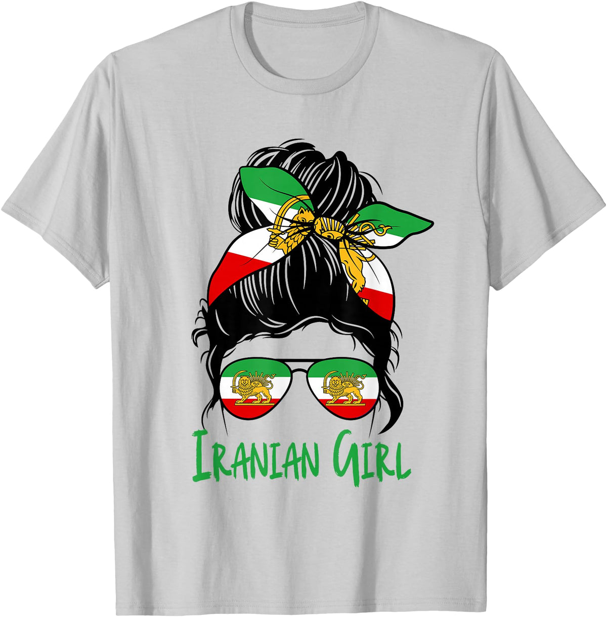 Iran For Women Iranian For Girl Flag Lion Persian T-Shirt - Silver Grey