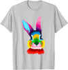 Colorful Rabbit Head Safari Animal Art Wildlife T-Shirt in Silver Grey