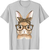 Easter Bunny Leopard Glasses Bandana Rabbit Women Girls Kids T-Shirt in Silver Grey
