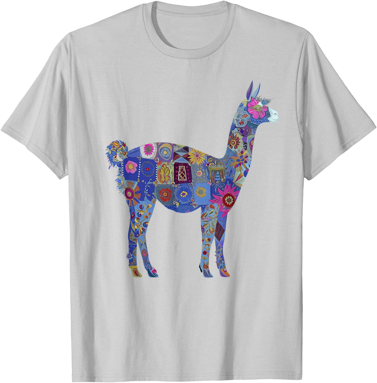 We Love Llamas & Alpacas - Peru Souvenirs Co. Peru Souvenir Llama Alpaca Flowers Peruvian Souvenir T-Shirt - Silver Grey