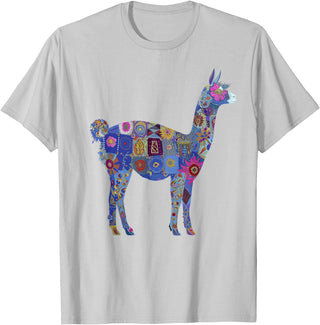 We Love Llamas & Alpacas - Peru Souvenirs Co. Peru Souvenir Llama Alpaca Flowers Peruvian Souvenir T-Shirt - Silver Grey
