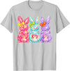 Easter Cute Bunny Coquette Bow Tie Dye Rabbit Women Girl Kid T-Shirt in Silver Grey