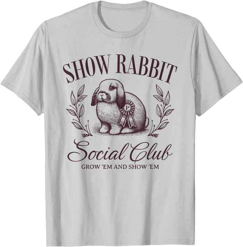 Show Lop Rabbit Social Club Show Barn Mom Stock Show Bunny T-Shirt in Silver Grey