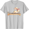 Cute Bunny Doing Pilates Reformer Machine Easter Rabbit T-Shirt in Silver Grey