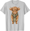 Farmer Cute Women Highland Cow Shirts Cozy Fall Autumn Highland Cow T-Shirt - Silver Grey