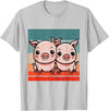 Cute Sibling Baby Little Pink Pig Sister Animal Pig Lovers T-Shirt - Silver Grey