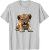 Lion Cubs Cute Lion Shirt Lions Lovers Gifts Lion Cub Angry Lion Lovers Lion Shirt Boys Girls Male Lions T-Shirt - Silver Grey