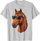 Cowboy Cowgirl Sunglasses Equestrian Rider Girl Horse Sunglasses Horse Riding T-Shirt - Silver Grey