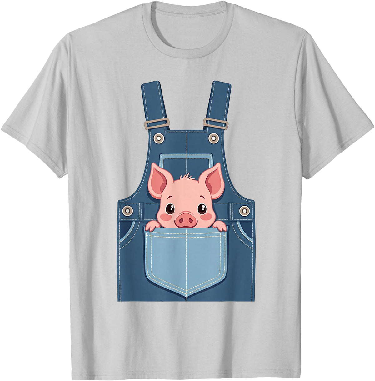 Pig Farm Animal Costumes Pig Costume - Funny Farmer, Pocket, Farm, Women, Men, Kids T-Shirt - Silver Grey