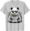 Forest Animal Art Panda with Sunglasses Graphic Motif Animal Funny Panda Bear T-Shirt - Silver Grey