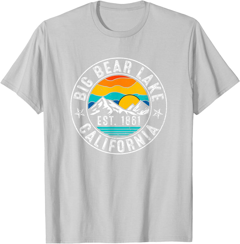 Vintage Style Big Bear Lake Retro 70s 80s Big Bear Lake California CA T-Shirt - Silver Grey