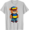Ukrainian Teddy Bear Breakdance Rapper Ukrainian Flag Teddy Bear Ukraine Hip Hop T-Shirt - Silver Grey