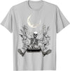 Skeleton Love Halloween Moon Skeleton Rock On Hand Spooky Halloween Rock Concerts T-Shirt - Silver Grey