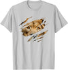 Lion Graphic - Wild Animal Lover Design Lion Outfit - Torn Design Picture Of A Lion's Face T-Shirt - Silver Grey